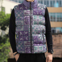 Mele Kalikimaka Hawaii Christmas Sleeveless Puffer Jacket Poni Seamless Floral Motif - Polynesian Pride