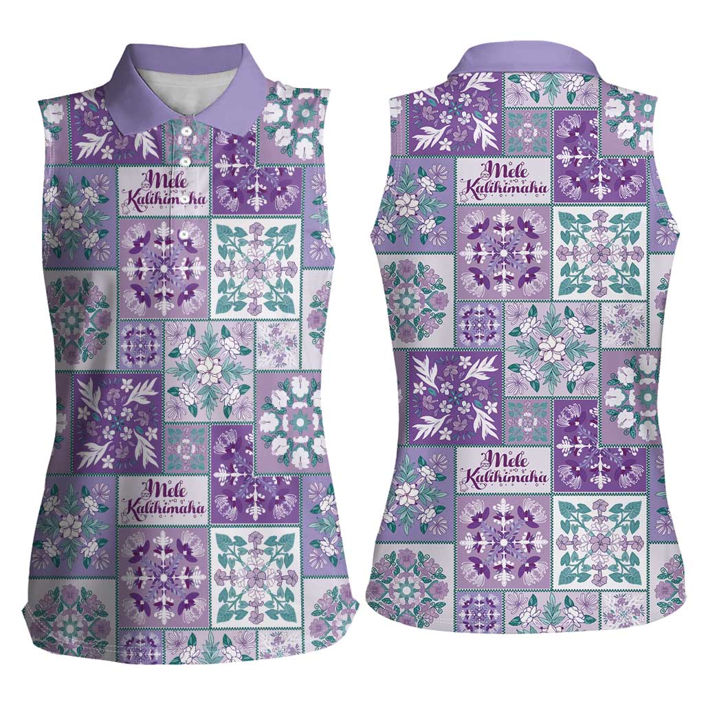 Mele Kalikimaka Hawaii Christmas Women Sleeveless Polo Shirt Poni Seamless Floral Motif LT9 - Polynesian Pride