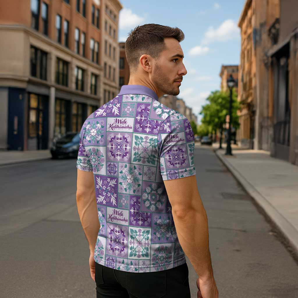 Mele Kalikimaka Hawaii Christmas Zipper Polo Shirt Poni Seamless Floral Motif - Polynesian Pride