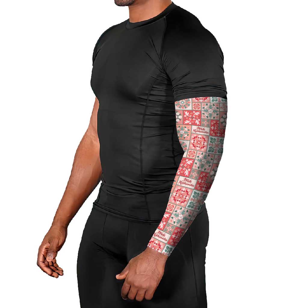 Mele Kalikimaka Hawaii Christmas Arm Sleeves Ulaula Seamless Floral Motif - Polynesian Pride