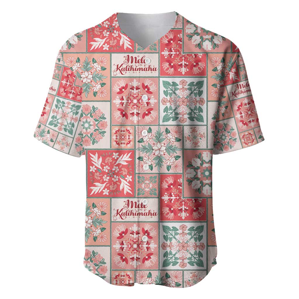 Mele Kalikimaka Hawaii Christmas Baseball Jersey Ulaula Seamless Floral Motif - Polynesian Pride