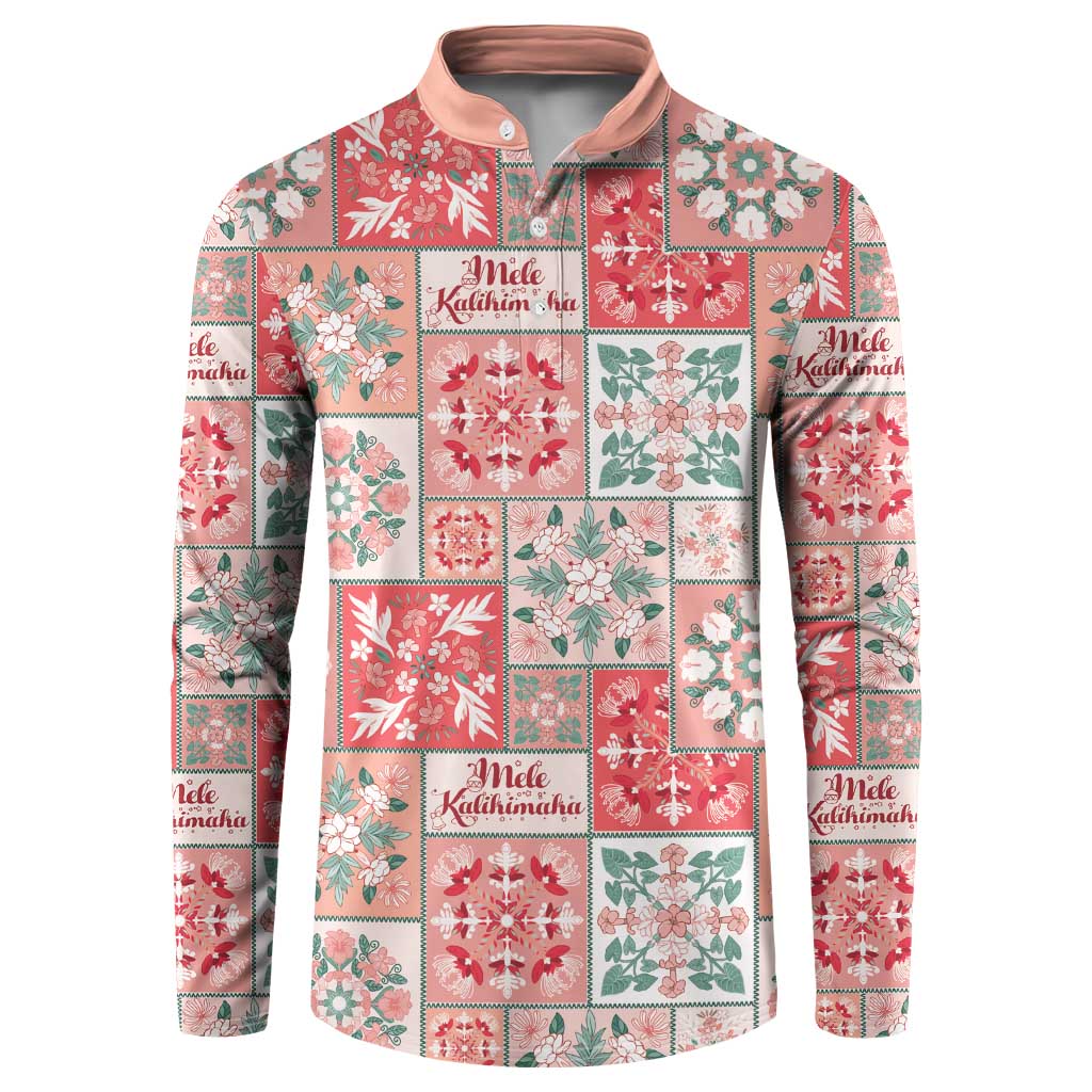 Mele Kalikimaka Hawaii Christmas Button Sweatshirt Ulaula Seamless Floral Motif - Polynesian Pride