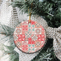 Mele Kalikimaka Hawaii Christmas Ceramic Ornament Ulaula Seamless Floral Motif - Polynesian Pride