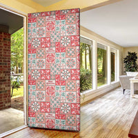Mele Kalikimaka Hawaii Christmas Door Cover Ulaula Seamless Floral Motif - Polynesian Pride