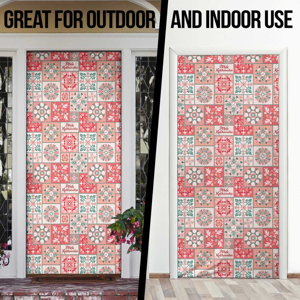 Mele Kalikimaka Hawaii Christmas Door Cover Ulaula Seamless Floral Motif - Polynesian Pride