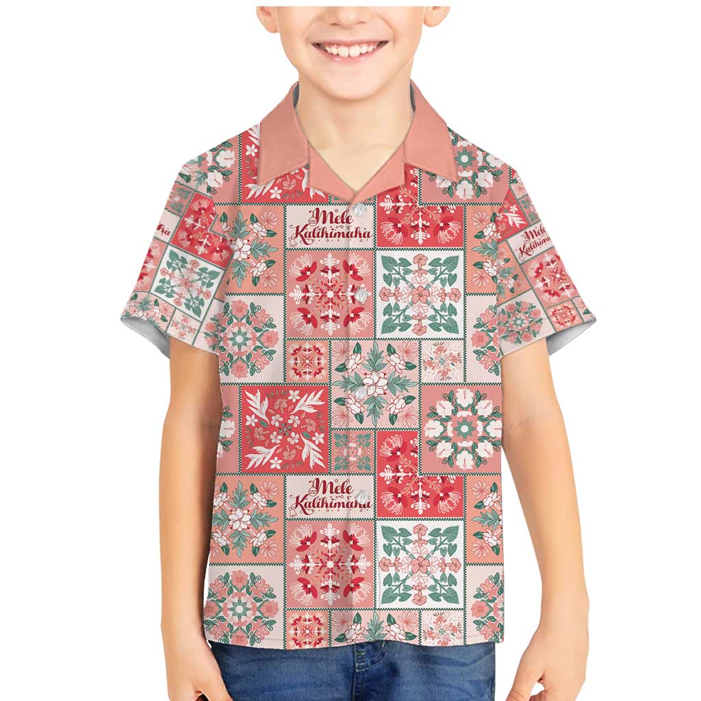 Mele Kalikimaka Hawaii Christmas Family Matching Mermaid Dress and Hawaiian Shirt Ulaula Seamless Floral Motif LT9 Son's Shirt Red - Polynesian Pride
