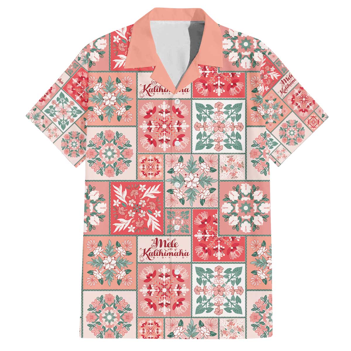 Mele Kalikimaka Hawaii Christmas Family Matching Off The Shoulder Long Sleeve Dress and Hawaiian Shirt Ulaula Seamless Floral Motif LT9 Dad's Shirt - Short Sleeve Red - Polynesian Pride