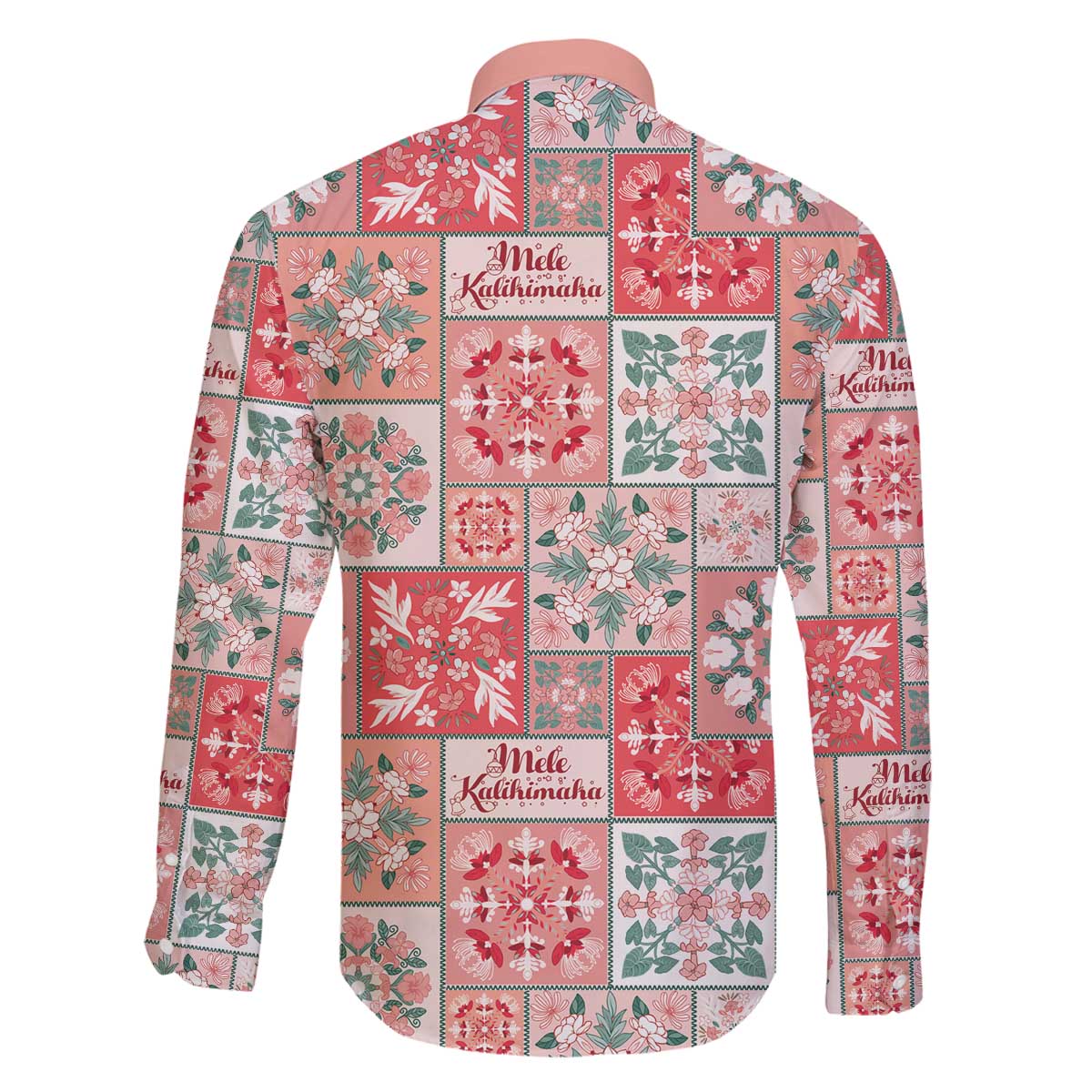 Mele Kalikimaka Hawaii Christmas Family Matching Off The Shoulder Long Sleeve Dress and Hawaiian Shirt Ulaula Seamless Floral Motif LT9 - Polynesian Pride