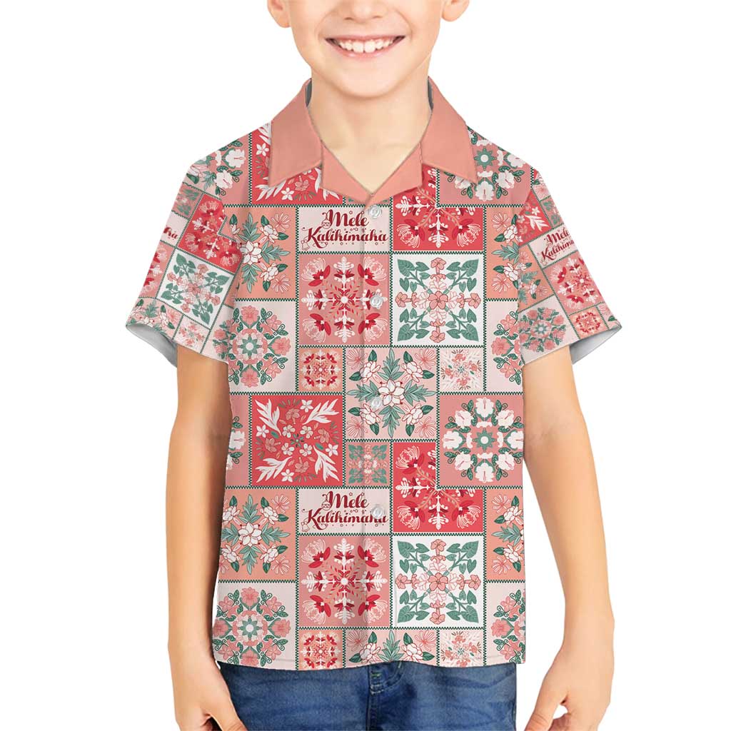 Mele Kalikimaka Hawaii Christmas Family Matching Off Shoulder Maxi Dress and Hawaiian Shirt Ulaula Seamless Floral Motif LT9 Son's Shirt Red - Polynesian Pride