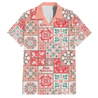 Mele Kalikimaka Hawaii Christmas Family Matching Off Shoulder Short Dress and Hawaiian Shirt Ulaula Seamless Floral Motif LT9 Dad's Shirt - Short Sleeve Red - Polynesian Pride