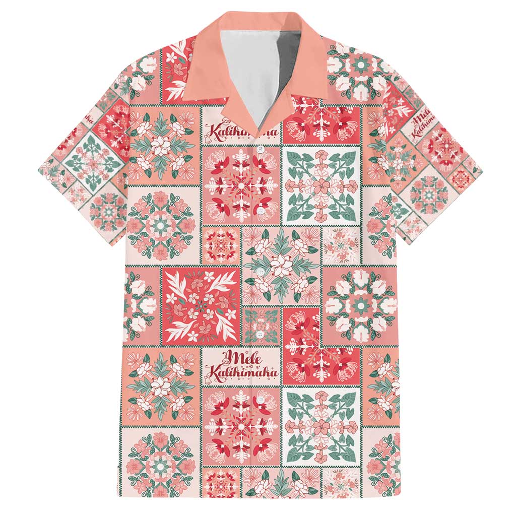 Mele Kalikimaka Hawaii Christmas Family Matching Short Sleeve Bodycon Dress and Hawaiian Shirt Ulaula Seamless Floral Motif LT9 Dad's Shirt - Short Sleeve Red - Polynesian Pride