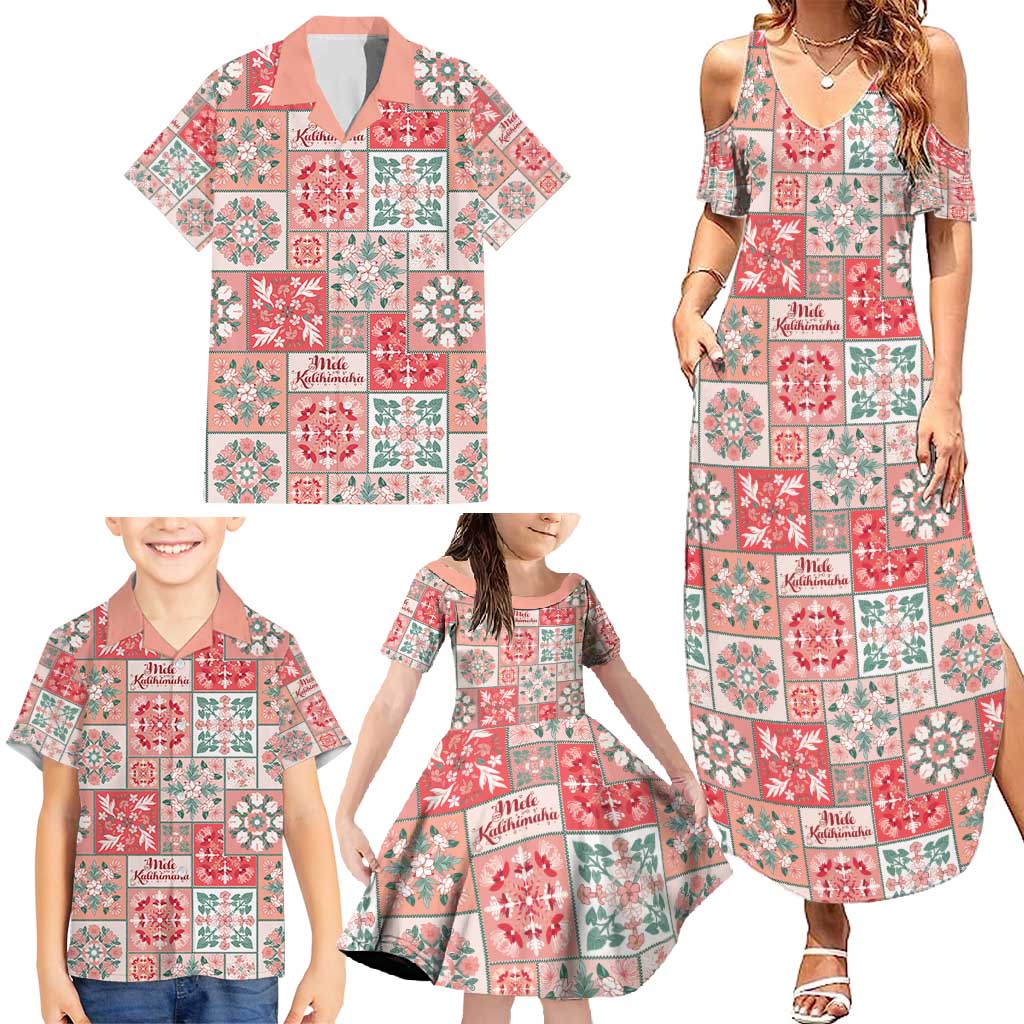 Mele Kalikimaka Hawaii Christmas Family Matching Summer Maxi Dress and Hawaiian Shirt Ulaula Seamless Floral Motif LT9 - Polynesian Pride