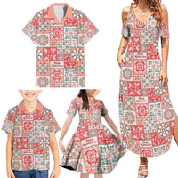Mele Kalikimaka Hawaii Christmas Family Matching Summer Maxi Dress and Hawaiian Shirt Ulaula Seamless Floral Motif LT9 - Polynesian Pride