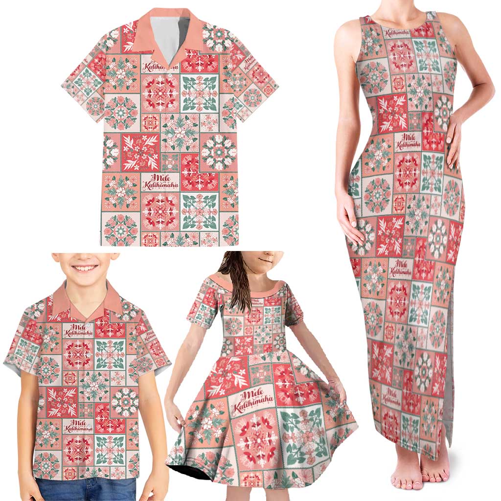 Mele Kalikimaka Hawaii Christmas Family Matching Tank Maxi Dress and Hawaiian Shirt Ulaula Seamless Floral Motif LT9 - Polynesian Pride