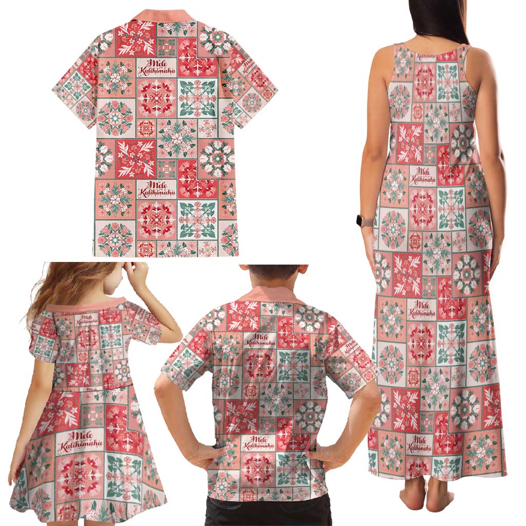Mele Kalikimaka Hawaii Christmas Family Matching Tank Maxi Dress and Hawaiian Shirt Ulaula Seamless Floral Motif LT9 - Polynesian Pride