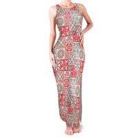 Mele Kalikimaka Hawaii Christmas Family Matching Tank Maxi Dress and Hawaiian Shirt Ulaula Seamless Floral Motif LT9 Mom's Dress Red - Polynesian Pride
