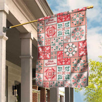 Mele Kalikimaka Hawaii Christmas Garden Flag Ulaula Seamless Floral Motif - Polynesian Pride