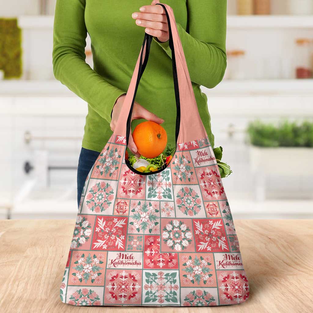 Mele Kalikimaka Hawaii Christmas Grocery Bag Ulaula Seamless Floral Motif - Polynesian Pride