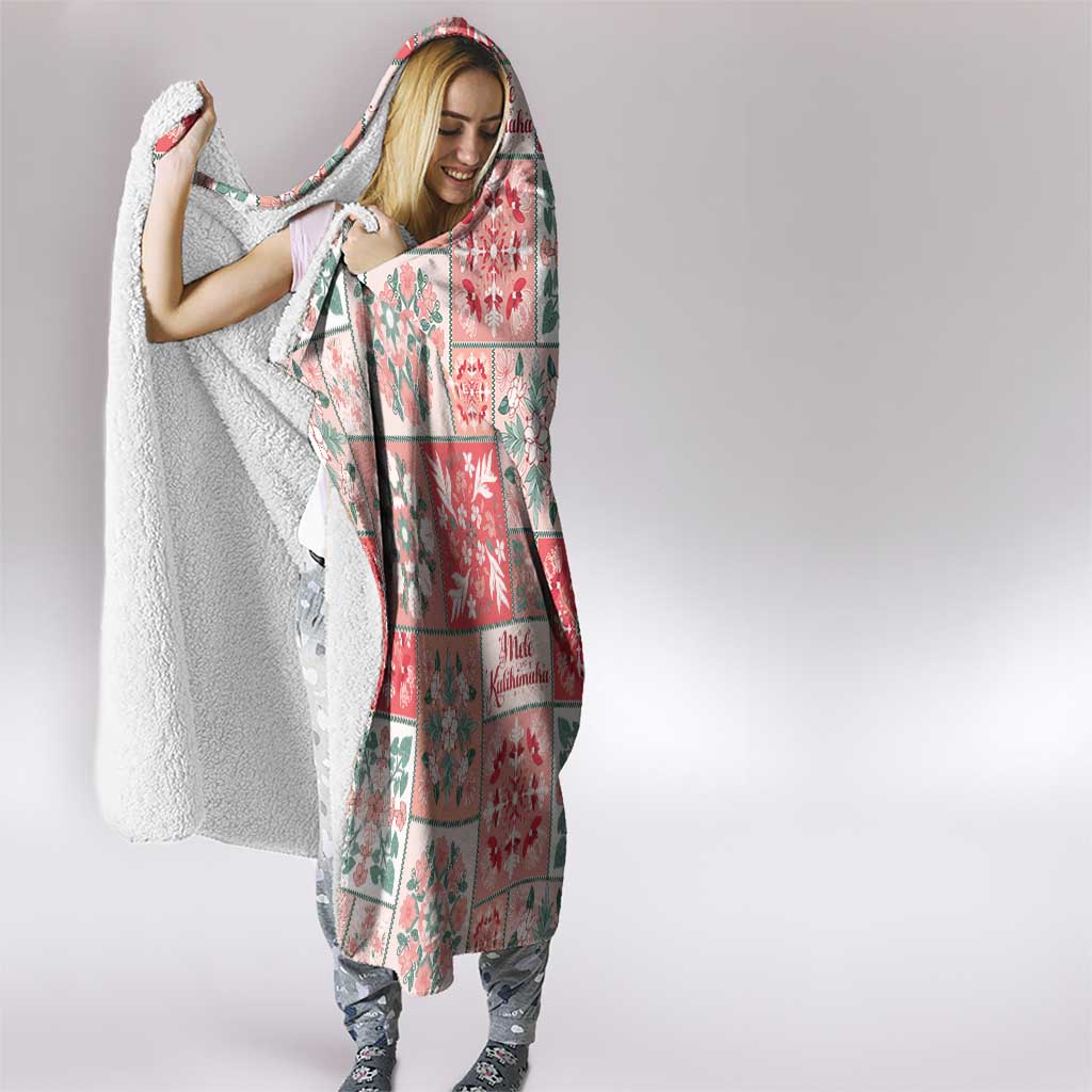 Mele Kalikimaka Hawaii Christmas Hooded Blanket Ulaula Seamless Floral Motif - Polynesian Pride