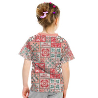 Mele Kalikimaka Hawaii Christmas Kid T Shirt Ulaula Seamless Floral Motif - Polynesian Pride