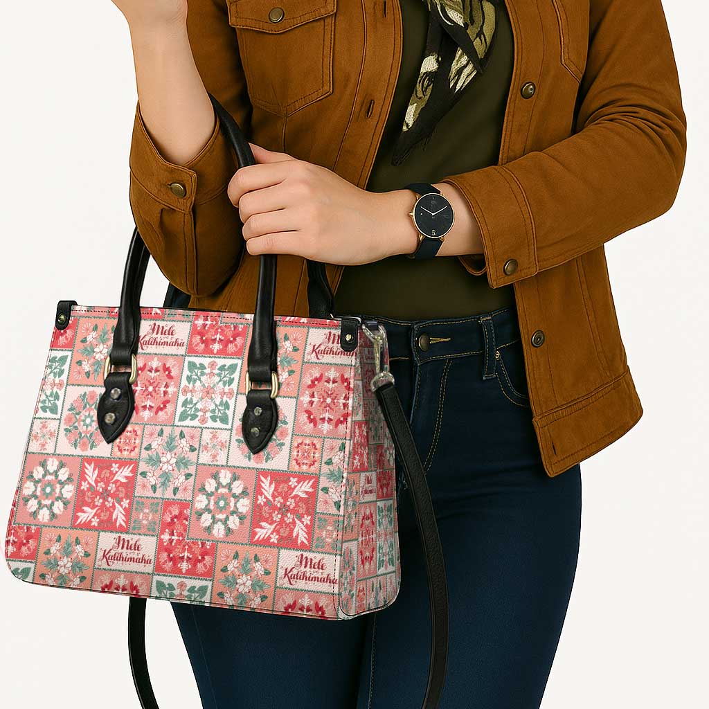 Mele Kalikimaka Hawaii Christmas Leather Bag Ulaula Seamless Floral Motif - Polynesian Pride