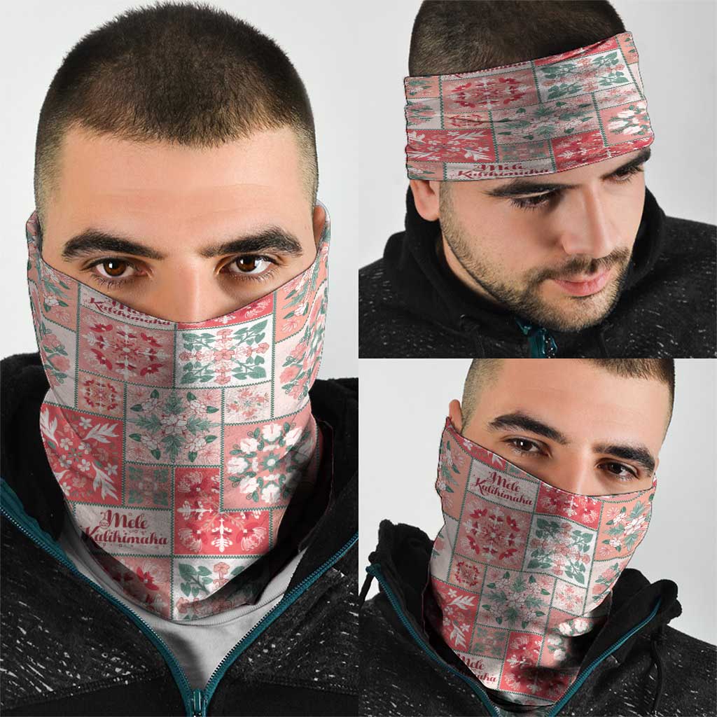 Mele Kalikimaka Hawaii Christmas Neck Gaiter Ulaula Seamless Floral Motif - Polynesian Pride