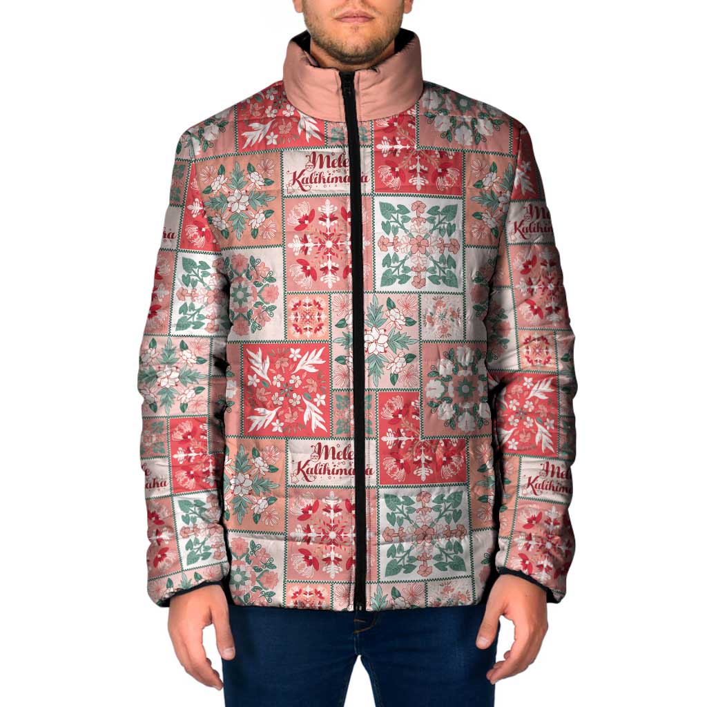 Mele Kalikimaka Hawaii Christmas Padded Jacket Ulaula Seamless Floral Motif - Polynesian Pride
