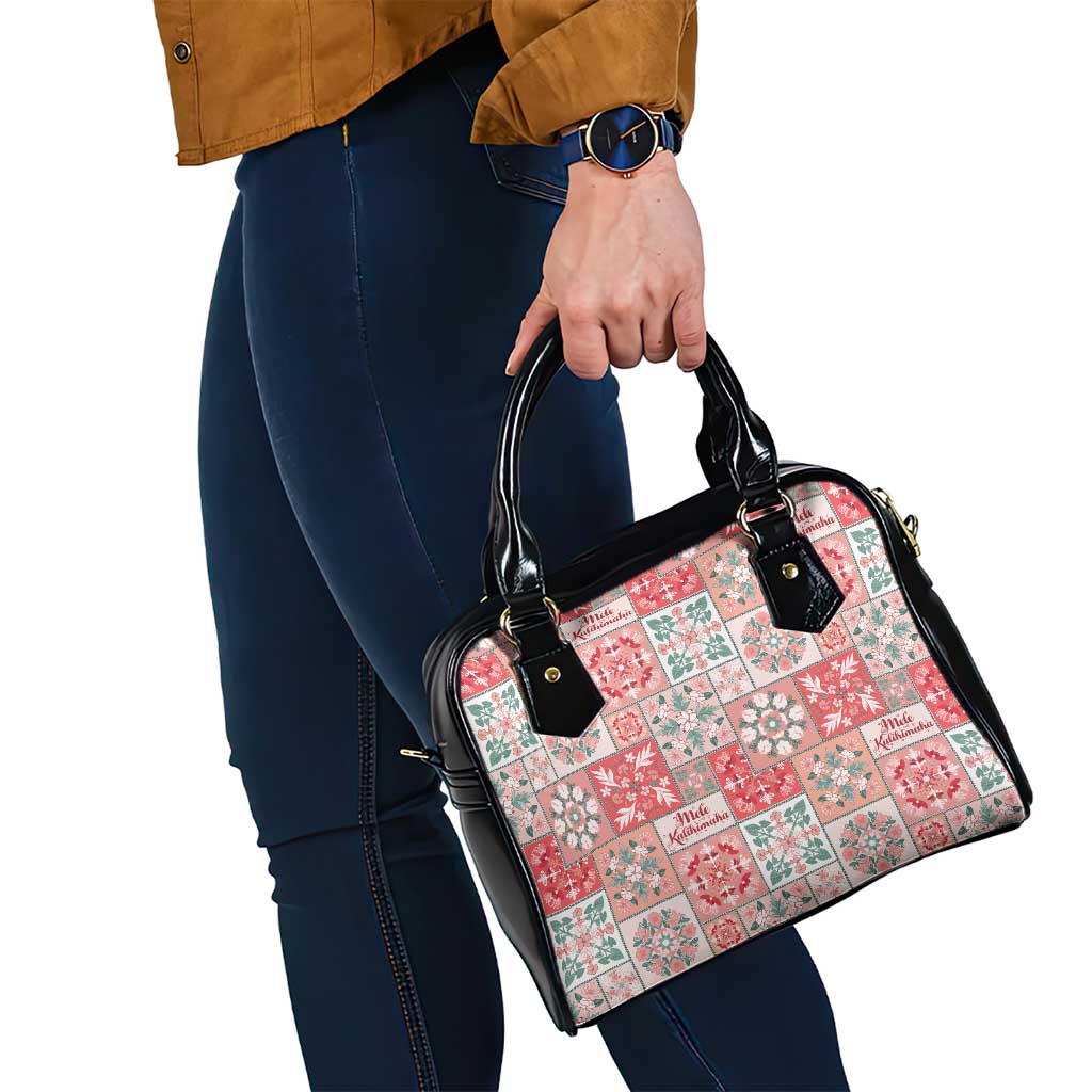 Mele Kalikimaka Hawaii Christmas Shoulder Handbag Ulaula Seamless Floral Motif - Polynesian Pride