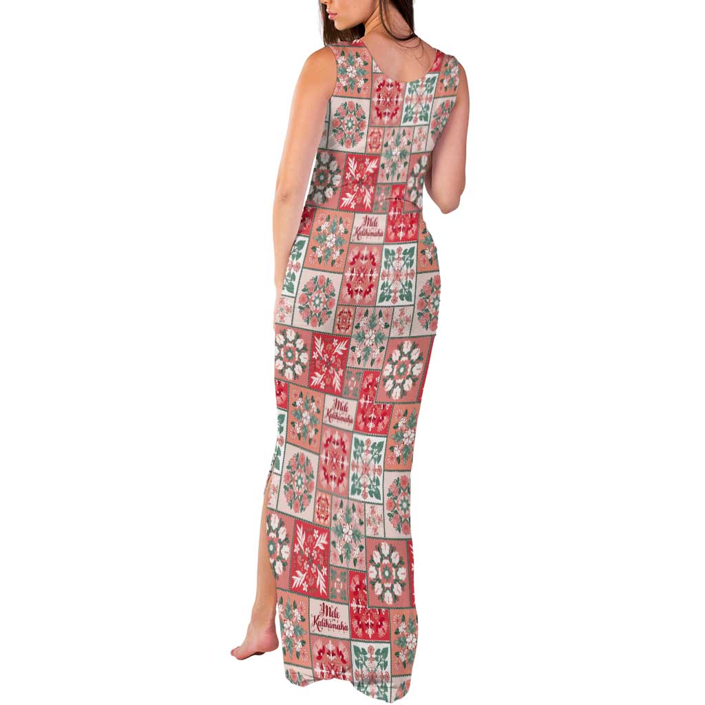 Mele Kalikimaka Hawaii Christmas Tank Maxi Dress Ulaula Seamless Floral Motif - Polynesian Pride