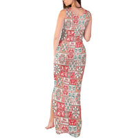Mele Kalikimaka Hawaii Christmas Tank Maxi Dress Ulaula Seamless Floral Motif - Polynesian Pride