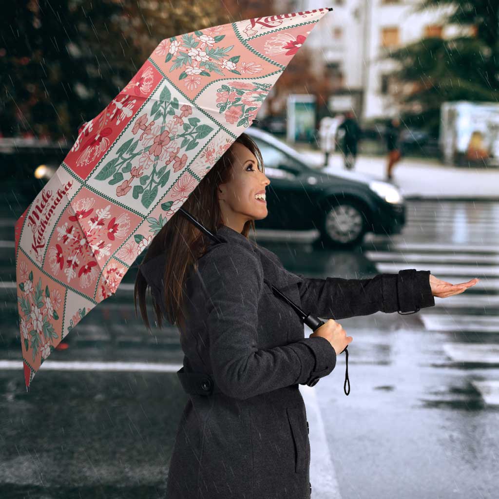 Mele Kalikimaka Hawaii Christmas Umbrella Ulaula Seamless Floral Motif - Polynesian Pride