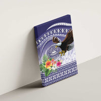 American Samoa Bald Eagle Canvas Wall Art Polynesian Tropical Flowers