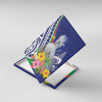 New Caledonia Kagu Bird Canvas Wall Art Polynesian Tropical Flowers LT9 With Frame Blue - Polynesian Pride