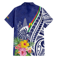 New Caledonia Kagu Bird Family Matching Off Shoulder Short Dress and Hawaiian Shirt Polynesian Tropical Flowers LT9 - Polynesian Pride