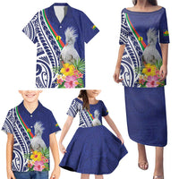 New Caledonia Kagu Bird Family Matching Puletasi and Hawaiian Shirt Polynesian Tropical Flowers LT9 - Polynesian Pride
