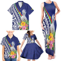 New Caledonia Kagu Bird Family Matching Tank Maxi Dress and Hawaiian Shirt Polynesian Tropical Flowers LT9 - Polynesian Pride