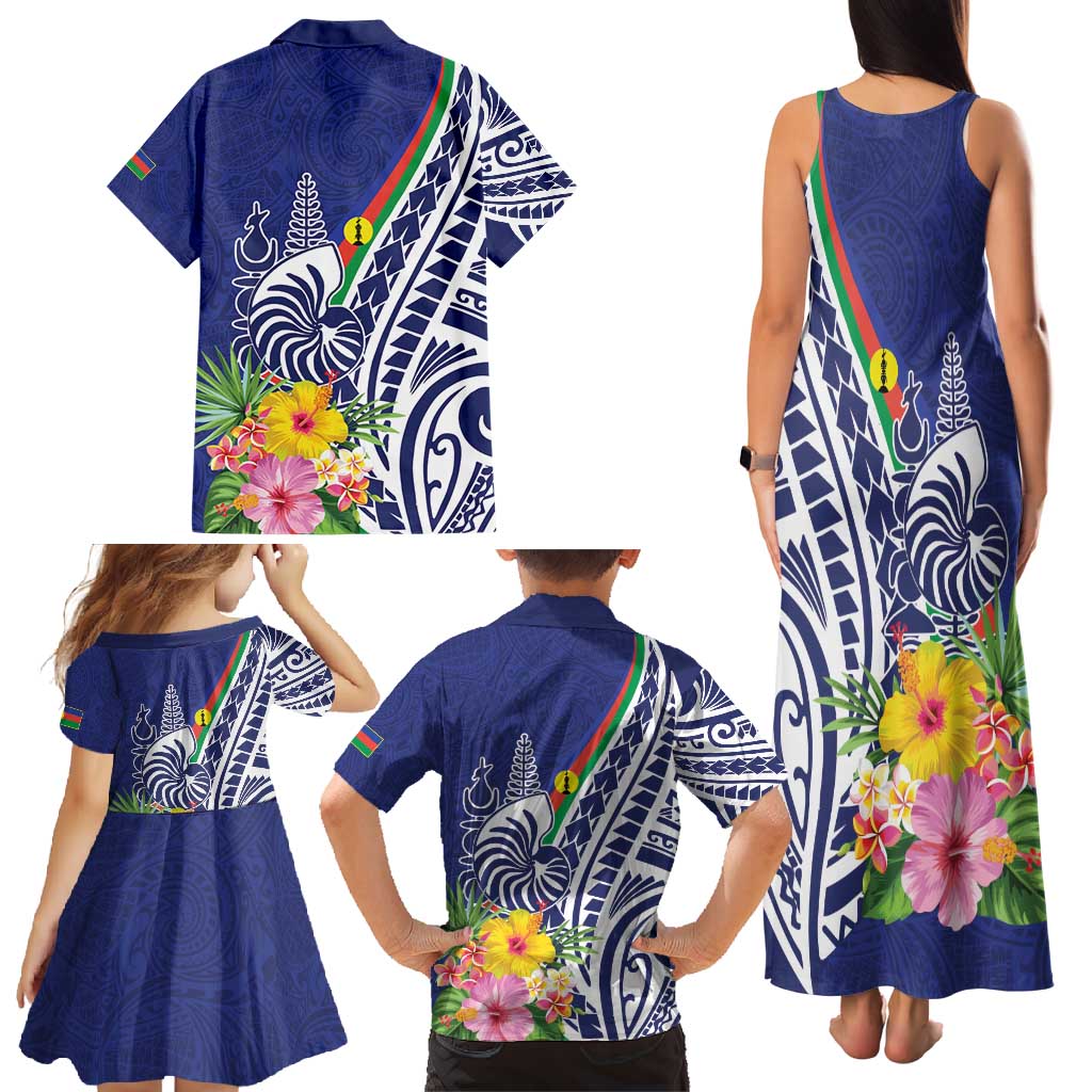 New Caledonia Kagu Bird Family Matching Tank Maxi Dress and Hawaiian Shirt Polynesian Tropical Flowers LT9 - Polynesian Pride
