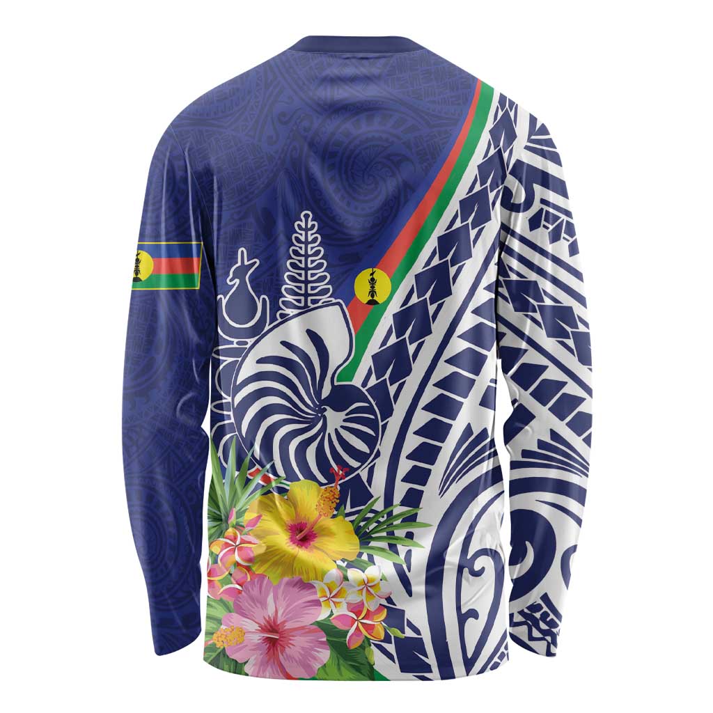 New Caledonia Kagu Bird Long Sleeve Shirt Polynesian Tropical Flowers LT9 - Polynesian Pride