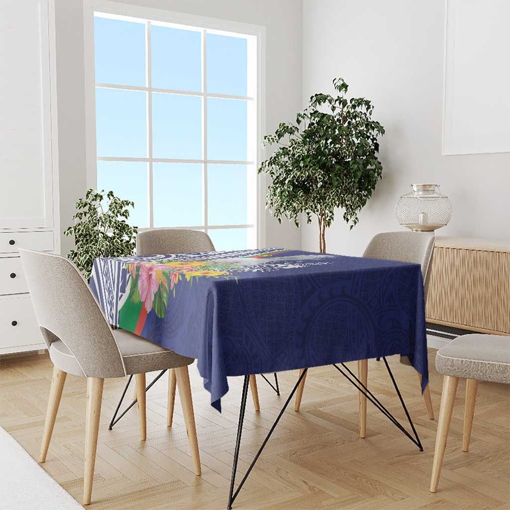 New Caledonia Kagu Bird Tablecloth Polynesian Tropical Flowers