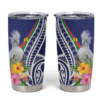 New Caledonia Kagu Bird Tumbler Cup Polynesian Tropical Flowers LT9 Blue - Polynesian Pride