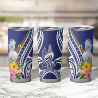 New Caledonia Kagu Bird Tumbler Cup Polynesian Tropical Flowers LT9 - Polynesian Pride