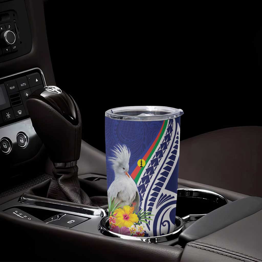 New Caledonia Kagu Bird Tumbler Cup Polynesian Tropical Flowers LT9 - Polynesian Pride