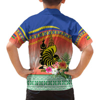 New Caledonia Nautilus Shell Family Matching Off The Shoulder Long Sleeve Dress and Hawaiian Shirt Polynesian Tropical Flowers LT9 - Polynesian Pride