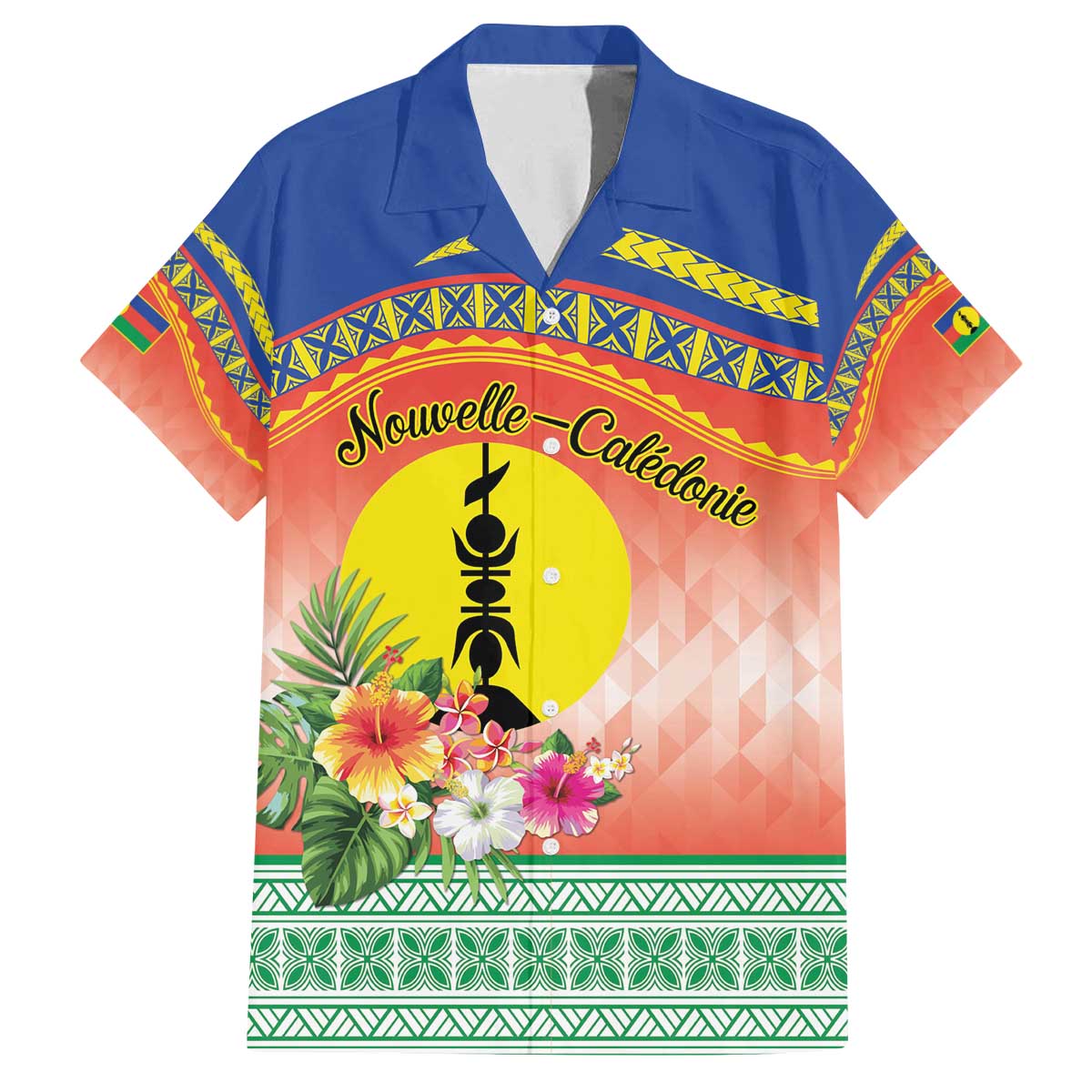 New Caledonia Nautilus Shell Family Matching Off The Shoulder Long Sleeve Dress and Hawaiian Shirt Polynesian Tropical Flowers LT9 Dad's Shirt - Short Sleeve Red - Polynesian Pride