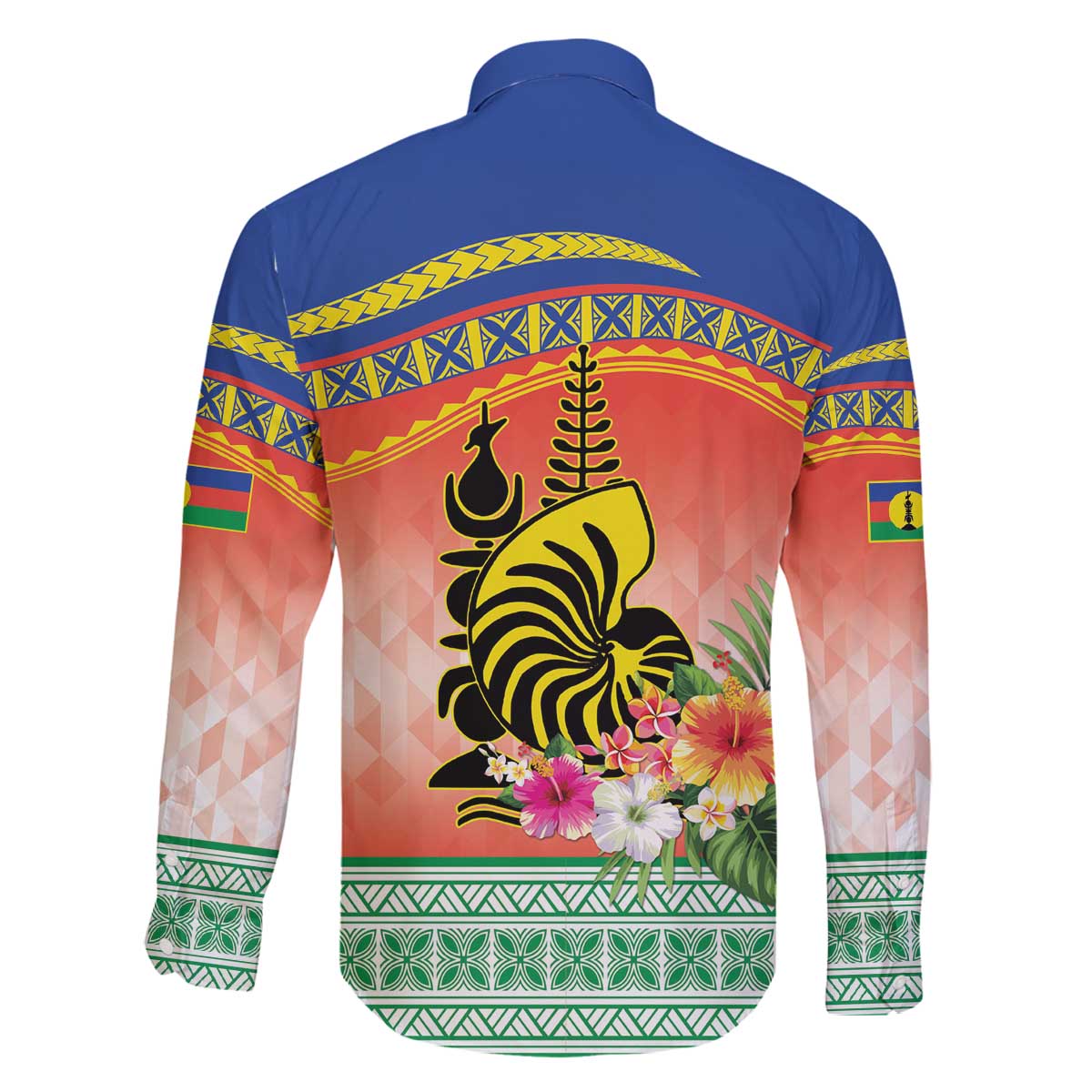 New Caledonia Nautilus Shell Family Matching Off The Shoulder Long Sleeve Dress and Hawaiian Shirt Polynesian Tropical Flowers LT9 - Polynesian Pride