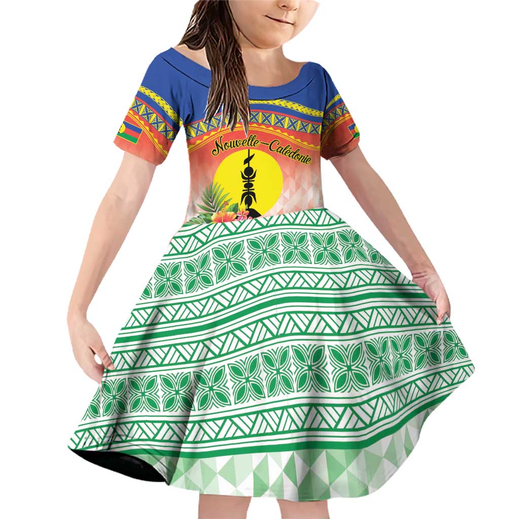 New Caledonia Nautilus Shell Family Matching Off Shoulder Short Dress and Hawaiian Shirt Polynesian Tropical Flowers LT9 Daughter's Dress Red - Polynesian Pride
