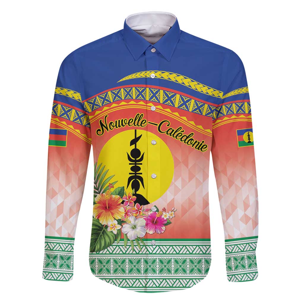 New Caledonia Nautilus Shell Family Matching Off Shoulder Short Dress and Hawaiian Shirt Polynesian Tropical Flowers LT9 Dad's Shirt - Long Sleeve Red - Polynesian Pride