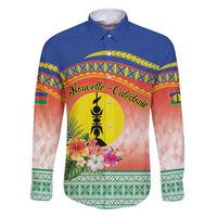 New Caledonia Nautilus Shell Family Matching Off Shoulder Short Dress and Hawaiian Shirt Polynesian Tropical Flowers LT9 Dad's Shirt - Long Sleeve Red - Polynesian Pride