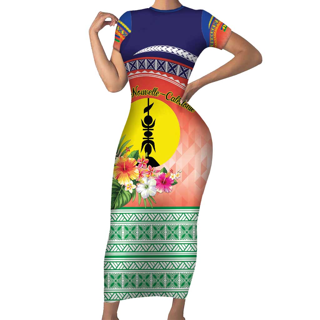 New Caledonia Nautilus Shell Family Matching Short Sleeve Bodycon Dress and Hawaiian Shirt Polynesian Tropical Flowers