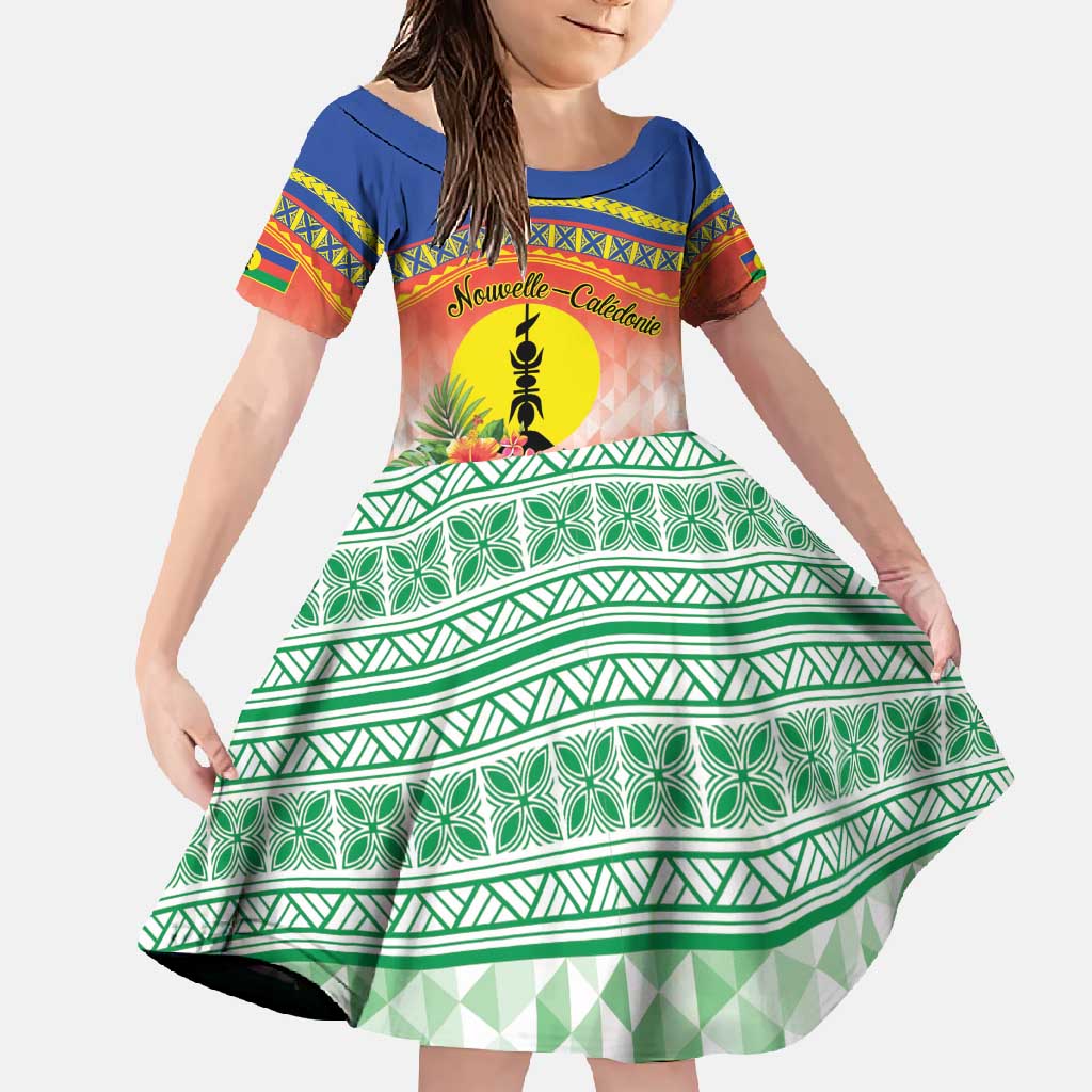 New Caledonia Nautilus Shell Family Matching Tank Maxi Dress and Hawaiian Shirt Polynesian Tropical Flowers LT9 Daughter's Dress Red - Polynesian Pride